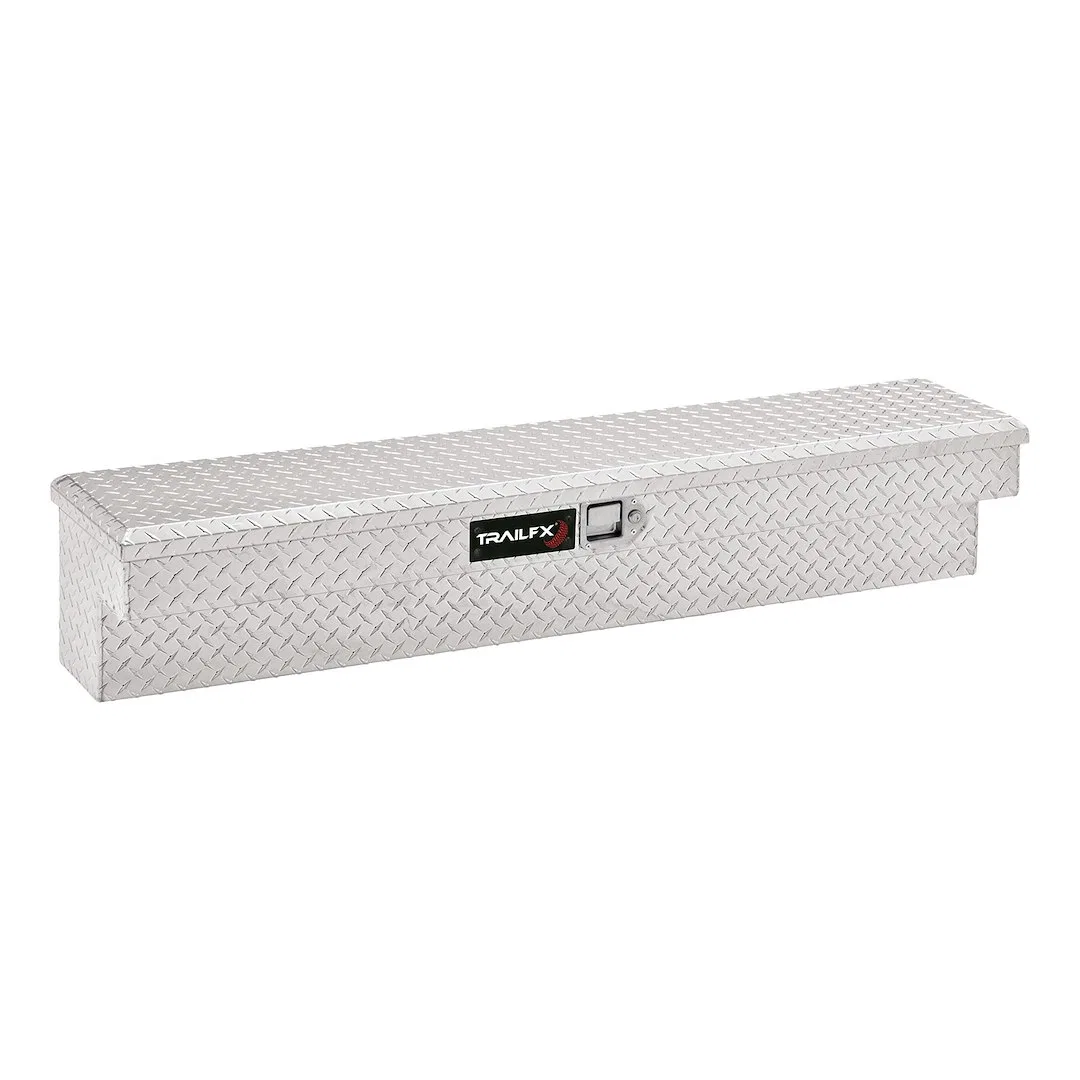 160721 – TRAILFX Tool Box, Side Mount Single Lid With Struts Diamond Tread Bright Polished 16 Gauge Aluminum 72 Inch ...